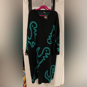 New Dressed In Lala Rawr Means I Love You Dinosaur Oversized Knit Dress 2X/3X